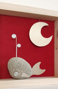 Balenottera e luna su sfondo rosso MIDI