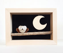 Carica l&#39;immagine nel visualizzatore di Gallery, Gufetto sul ramo e luna su sfondo nero MIDI