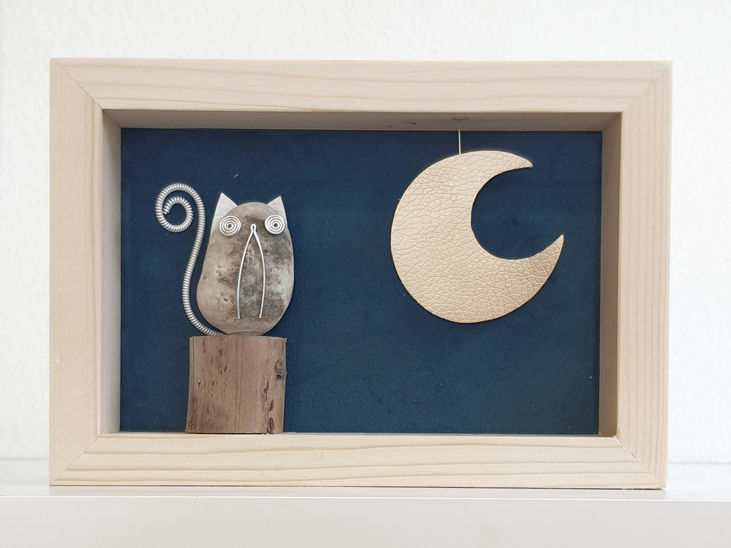Gatto che guarda la luna con sfondo petrolio MIDI