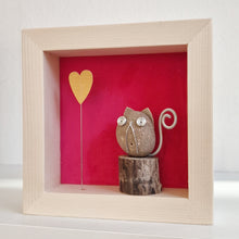 Carica l&#39;immagine nel visualizzatore di Gallery, Gattino su sfondo fucsia con cuore giallo MINI