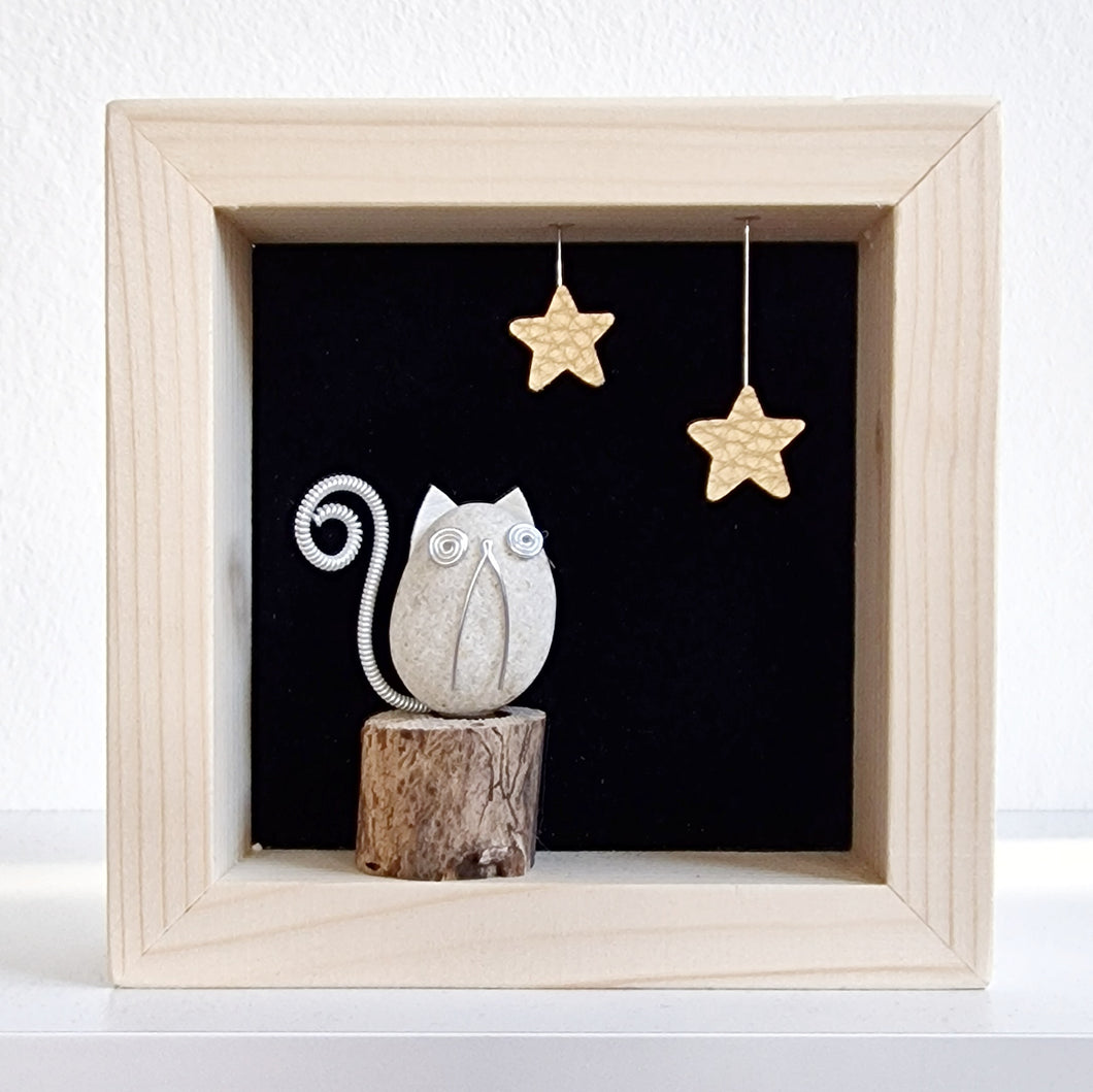 Gattino e stelline su sfondo nero MINI