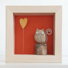 Carica l&#39;immagine nel visualizzatore di Gallery, Gattino su sfondo arancio con cuore giallo MINI