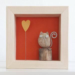 Gattino su sfondo arancio con cuore giallo MINI