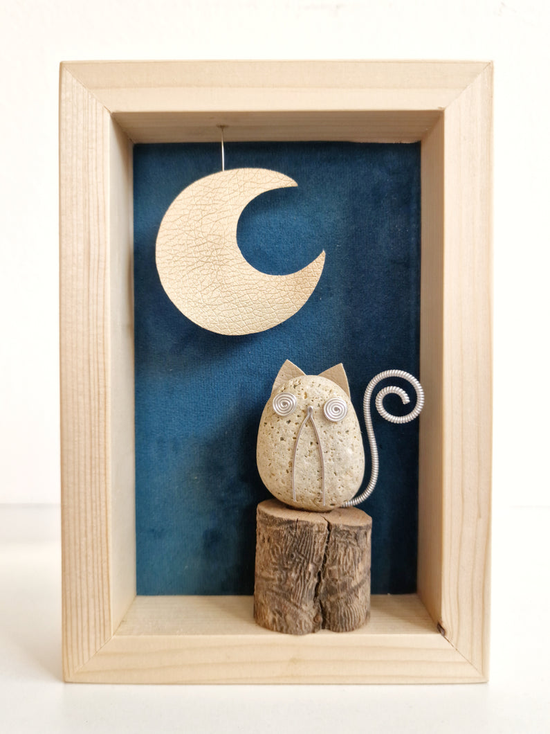 Gatto che guarda la luna con sfondo petrolio MIDI