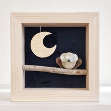 Carica l&#39;immagine nel visualizzatore di Gallery, Gufetto su sfondo blu con luna dorata MINI